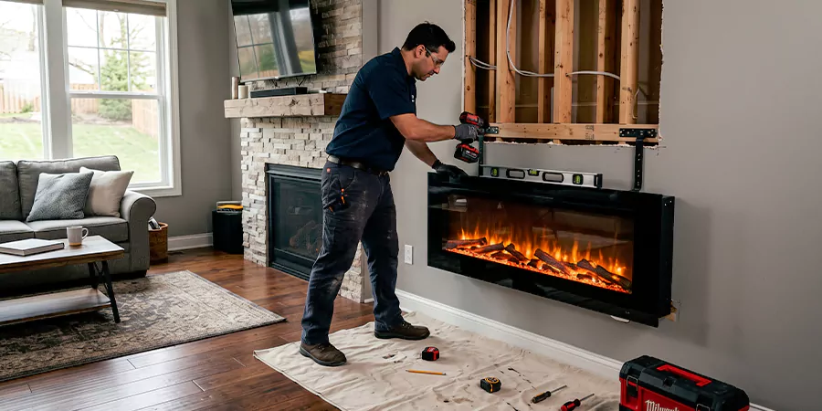 Fake Fireplace and Faux Insert Installation Howell
