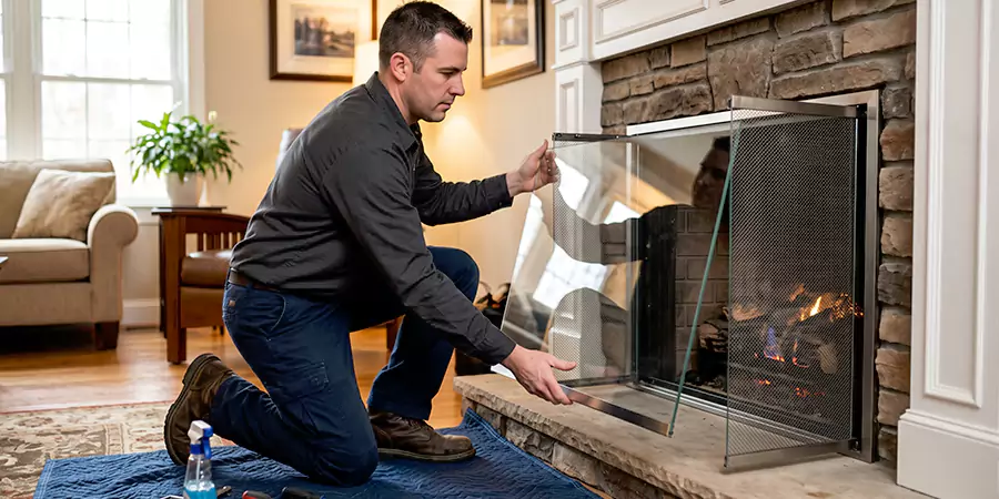 Fireplace Glass Panel and Screen Installation Howell