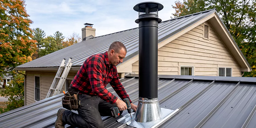 Stove Pipe Through Metal Wall or Roof Howell